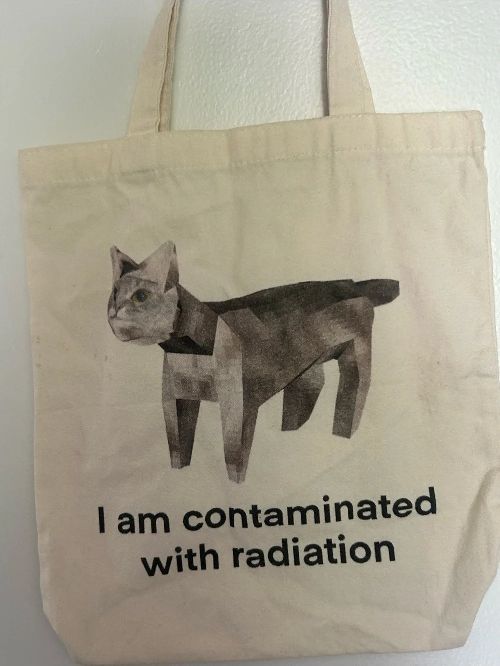 Canvas Cat Tote Bag - Cream with Graphic Cat Print